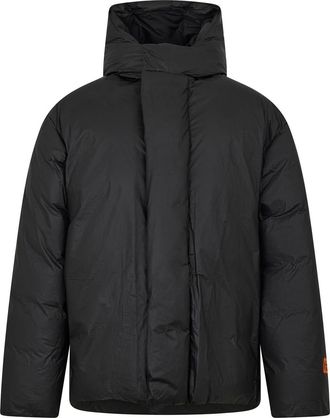 Heron Preston Mens Hooded Down Jacket in Black - Size Large