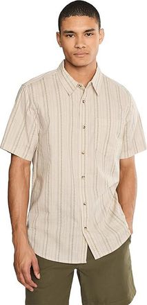 Toad&Co Fletch Short Sleeve Shirt Mens Clothing Salt Vertical Print : MD, Cotton/Chambray