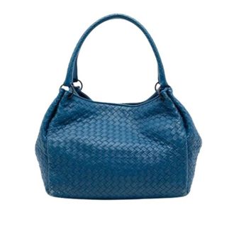 Bottega Veneta Pre-owned Handbags, female, Blue, Size: ONE SIZE Pre-owned Woven Leather Tote