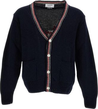 Thom Browne Donegal Intarsia Hector Patchwork Vest - Heren - Vesten - Blauw - L - Wol - Truien & Vesten