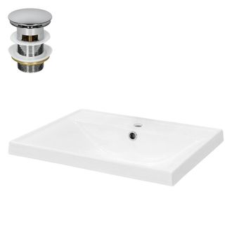 ML Design Lavabo blanco rectangular encastrable de cer&aacute;mica