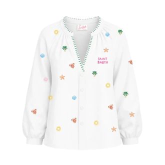 MC2 Saint Barth Blouses, female, Multicolor, Size: XS Liona Long-Sleeved Shirt