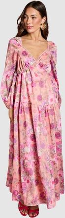 Coast Printed Fit & Flare Maxi Dress in Pink at Nordstrom, Size 6