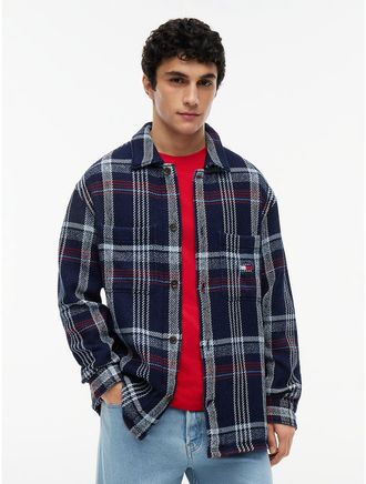 Tommy Hilfiger Mens Tommy Jeans Check Twill Overshirt - Night Navy - L