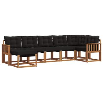 vidaXL Vidaxl Set Di Divani Da Esterno 7 Pz Naturale E Nero