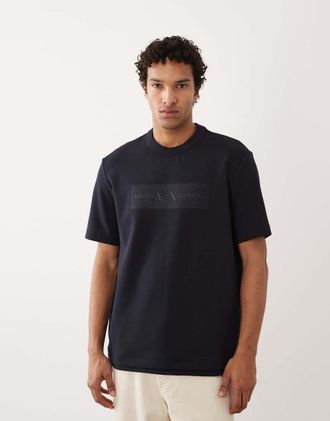 A|X Armani Exchange T-shirt in maglia blu navy
