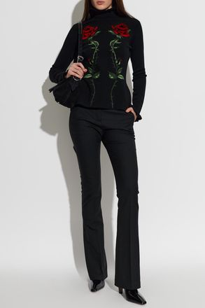 Blumarine Trousers With Pressed Creases And Flared Legs, Womens, Black