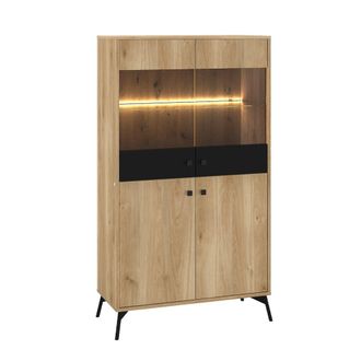 Petits Meubles Vajillero 4 puertas con LED estratificado marr&oacute;n