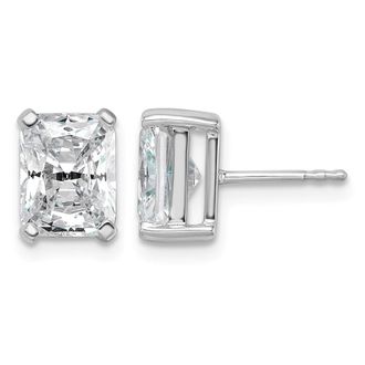 Diamond2Deal 14k Gold 4 ct Emerald Cut Lab Grown Diamond Stud Earrings VS Clarity, G-H Color