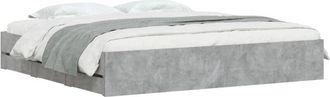 vidaXL Cama con cajones madera ingeniería gris hormigón 180x200 cm Vidaxl