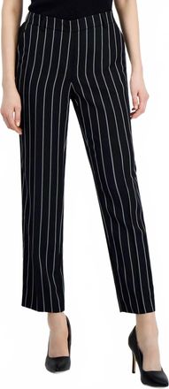 Anne Klein Mid-Rise Pull-On Pants In Black/white