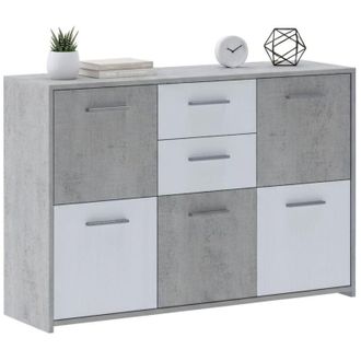 Dmora Credenza Pineto, Madia 2 Cassetti, Ripiani, Apertura, 114x33x78h cm Bianco