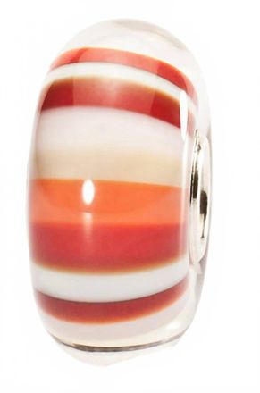Trollbeads Womens Stripes Glass Bead Charm In Strawberry