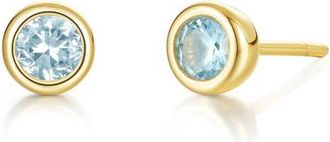 Lafonn Bezel Simulated Birthstone Stud Earrings in Aqua at Nordstrom