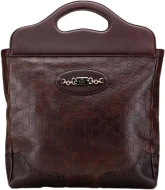 Gucci Pre-owned Handbags, female, Brown, Size: ONE SIZE Pre-owned Leather Handbag
