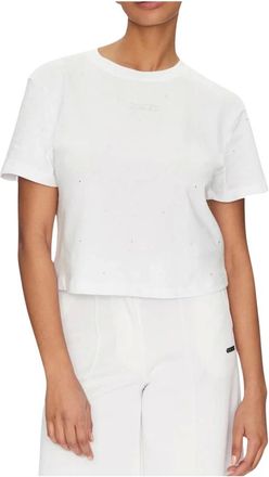 Guess Tops, Dames, Wit, L, Katoen, Rhinestone Primula T-shirt voor vrouwen