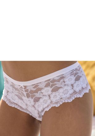 Lascana Stringpanty LASCANA, Damen, Gr. 52/54, weiss (wei&szlig;), Spitze, Obermaterial: 85% Polyamid, 10% Elasthan, 5% Polyester, Unterhosen Stringpanty, aus zarte