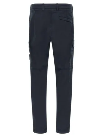 Stone Island Garment-Dyed Cotton Twill Cargo Pants - Blue