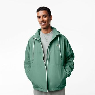 Lacoste Mens Hood Water Repellent Jacket in Green - Size Small/Medium