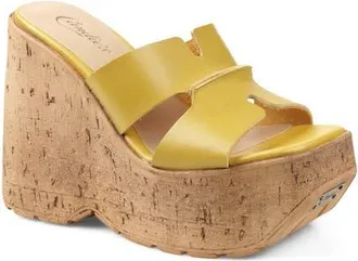 Candie's Marabelle Platform Wedge Slide Sandal in Ginger Leather at Nordstrom, Size 11