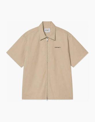 Carhartt Work in Progress Mens Carhartt WIP S/S Postal Zip Shirt Iroko/Black - Tan - Size: 40/Regular