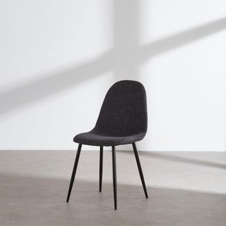 Maisons du monde Silla de tejido tramado gris antracita y acero negro