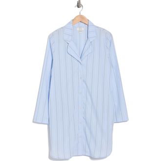 Nordstrom Rack Cotton Poplin Nightgown in Blue- White Kara Stripe at Nordstrom Rack, Size X-Large