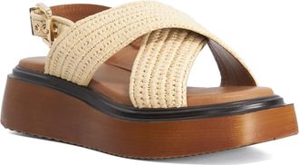 Dune London Womens Ladies Lovess - Wooden Sole Flatform Sandals - Beige - Size UK 5