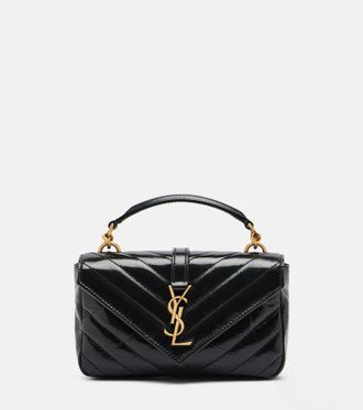 Saint Laurent College Mini metalass&eacute; leather shoulder bag