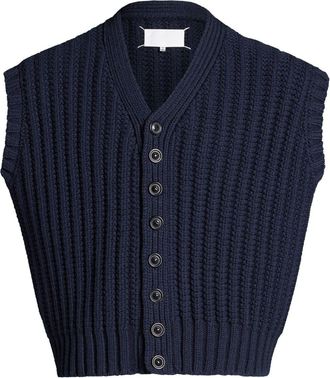 Maison Margiela ribbed-knit wool vest - men - Wool - S - Blue