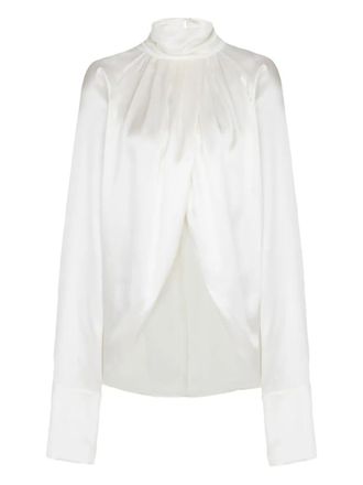 Balmain Drapped Silk Blouse Shirt