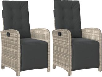 vidaXL Sill&oacute;n Reclinable Jard&iacute;n Y Reposapi&eacute;s 2 Uds Rat&aacute;n Pe Gris Claro Vidaxl