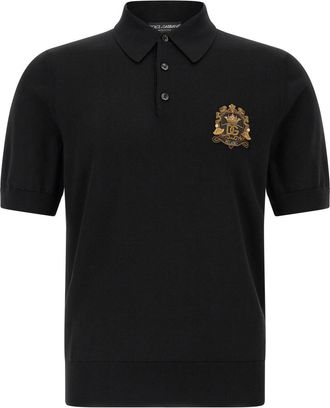 Dolce & Gabbana Black Embroidered Patch Polo