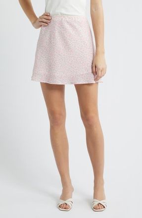 All in Favor Floral A-Line Miniskirt in Cream Pink at Nordstrom, Size X-Large