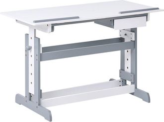 Beliani Escritorio De Altura Regulable Manual Para Habitaci&oacute;n Infantil Mdf Altura Y Tablero Ajustables Blanco Nannup