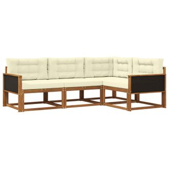 vidaXL Conjunto De Sof&aacute;s De Exterior Con Coj&iacute;n 4 Pcs Natural Y Crema Vidaxl