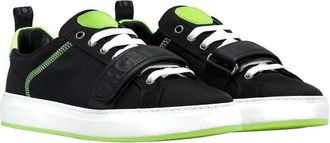 MCM Mens Black Nylon Neon Green Low-Top With Strap Sneakers (42 EU / 9 US)