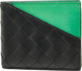 Bottega Veneta Black Green Leather Wallet (Bi-Fold) (Pre-Owned)