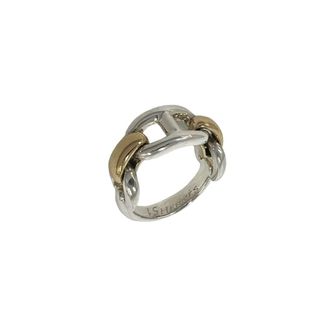 Herm&egrave;s Gold Silver Yellow Gold (18K) Silver Band Ring (Pre-Owned)