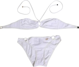 Dolce & Gabbana Bandeau+Brief Badpak - Dames - Bikinis - Wit - XS - Tweed - Badmode