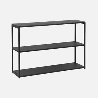 Sweeek Sweeek - Estanter&iacute;a Industrial Baja De Metal Negro De 3 Niveles, 120cm, Industrielle, Negro, 120x30x80 Cm