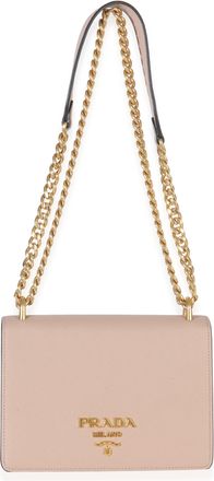 Prada Saffiano Lux Small Logo Chain Flap Bag
