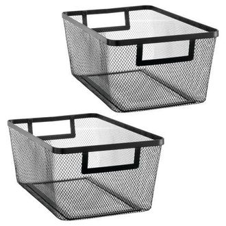 mDesign Metal Mesh Pantry Basket with Handles - Set of 2 - Matte Black at Nordstrom
