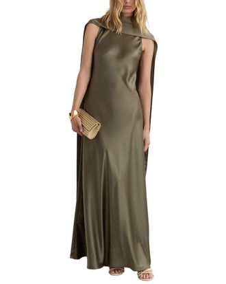 Reiss Fae Satin Cape Maxi Dress