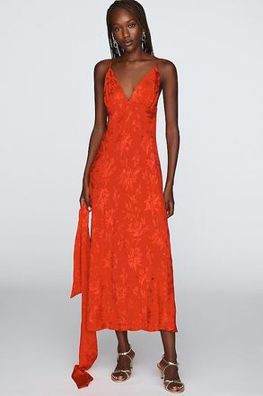 Maeve Clara Scarf-Neck Jacquard Midi Dress