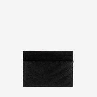 Saint Laurent Womens Card Holder Cassandre Matelass&eacute; Leather Black Wallets & Purses