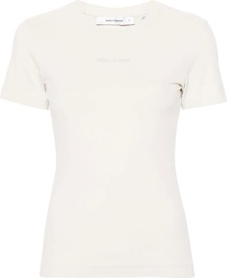 Daily Paper Clothing Logotype embroidered-logo T-shirt - women - Cotton/Elastane - L - Neutrals