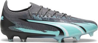 Puma Mens Ultra Ultimate Rush Fg/Ag Shoes, Color Strong Gray/White/Elektro Aqua, Size: 8 UK
