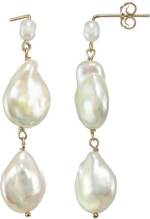 Kozakh Karo Genuine Pearl Linear Drop Earrings in Gold at Nordstrom