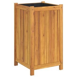 vidaXL Vidaxl - Jardinera Con Forro Madera Maciza De Acacia 42x42x75 Cm